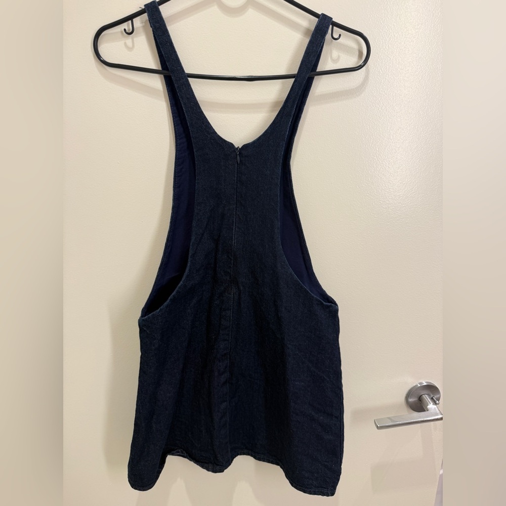 Zara Trafaluc Denim Overall Skirt Dark Blue Mini - Picture 3 of 3
